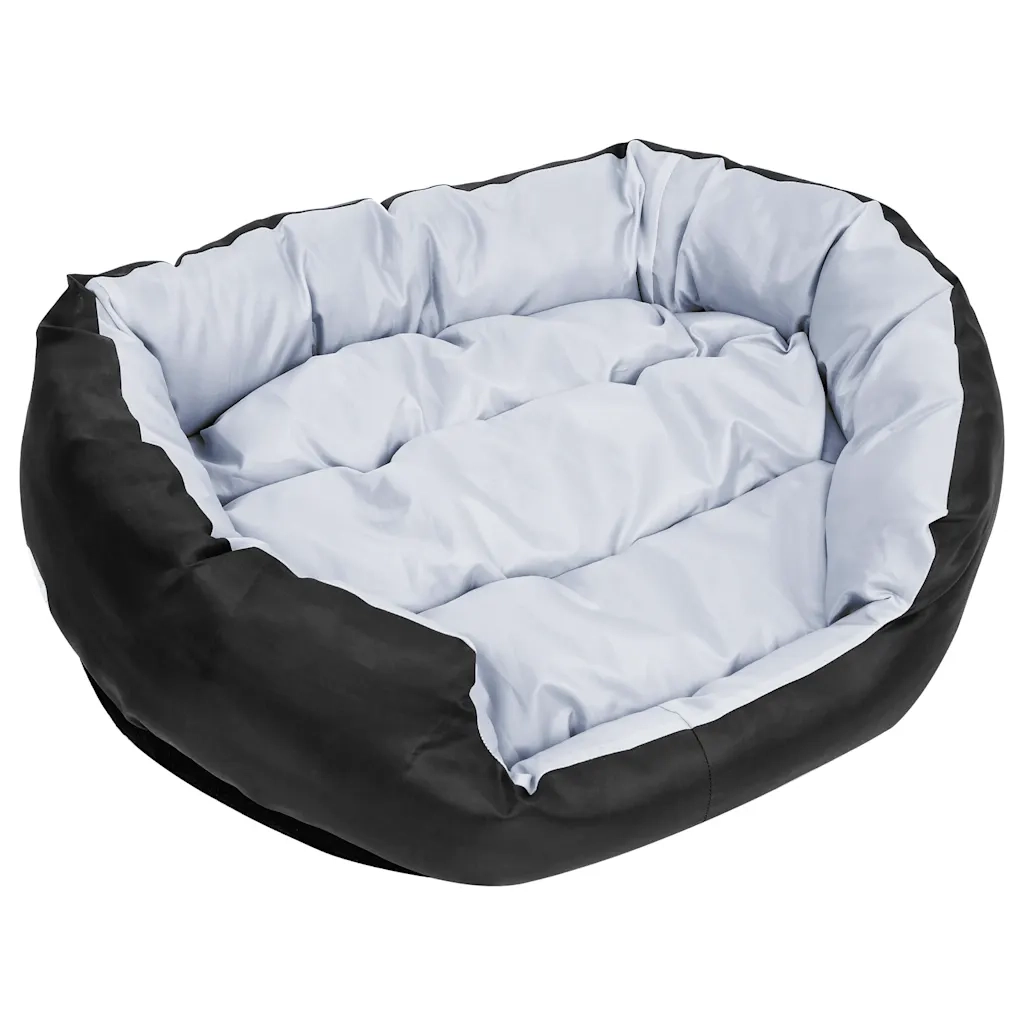 Cuscino per Cani Reversibile e Lavabile Grigio Nero 85x70x20 cm CFW2186869