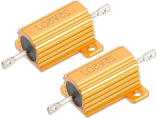 Set di Resistenza 25W 5 Ohm in Alluminio, Confezione da 2, Adatto per Applicazioni Elettroniche, Elevata Prestazione e affidabilità, Rivestito in Oro