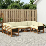Set di divani da esterno con cuscino 9 pcs Naturale e Crema