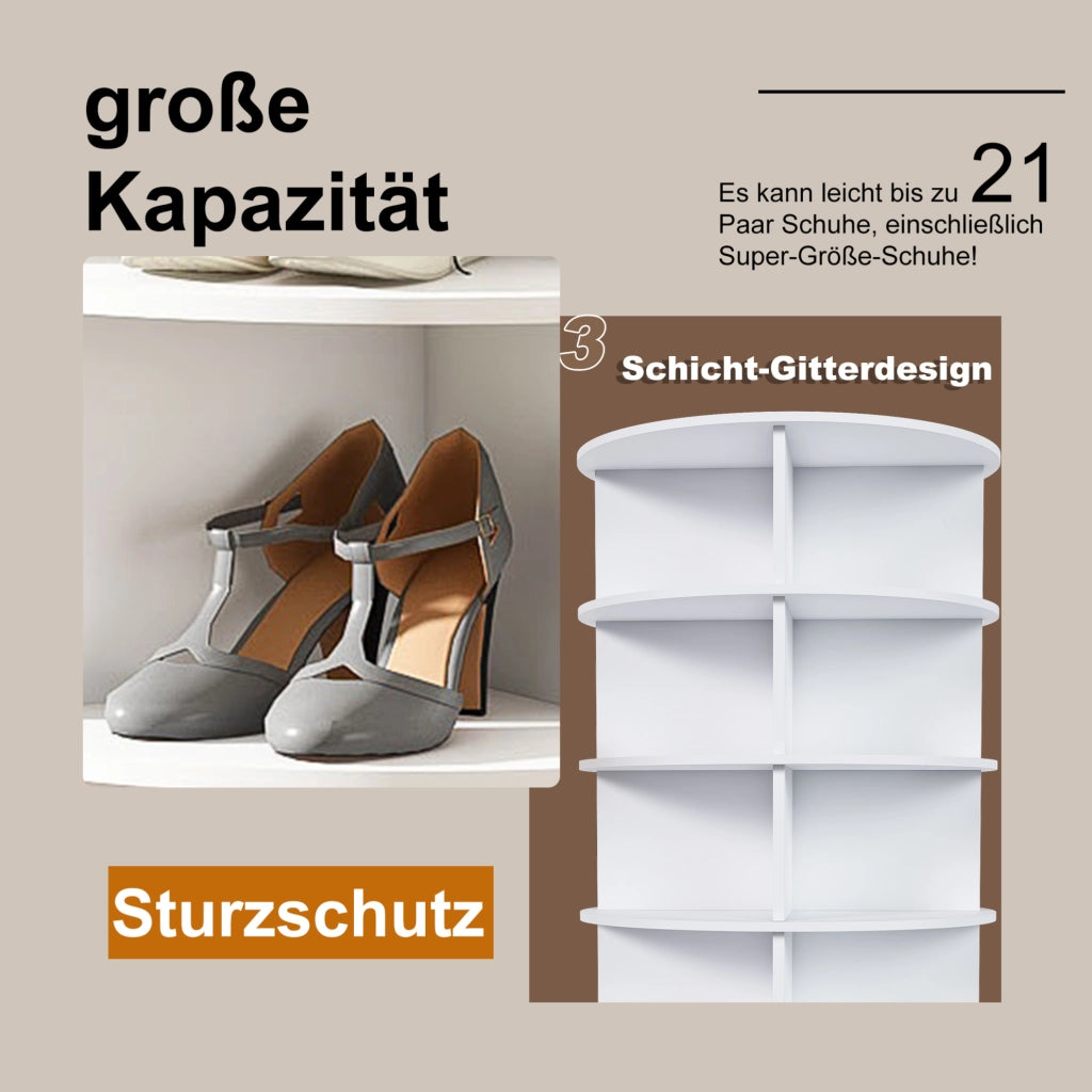 Scarpiera girevole a 7 ripiani in PVC bianco 60x60x161 cm