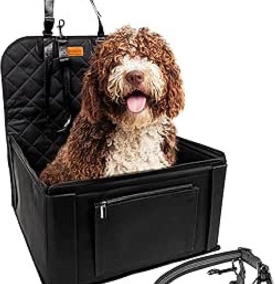 Sedile per cani impermeabile per piccoli e medi cani – Cassetto di trasporto di alta qualità per sedile posteriore e anteriore dell'auto – Nero