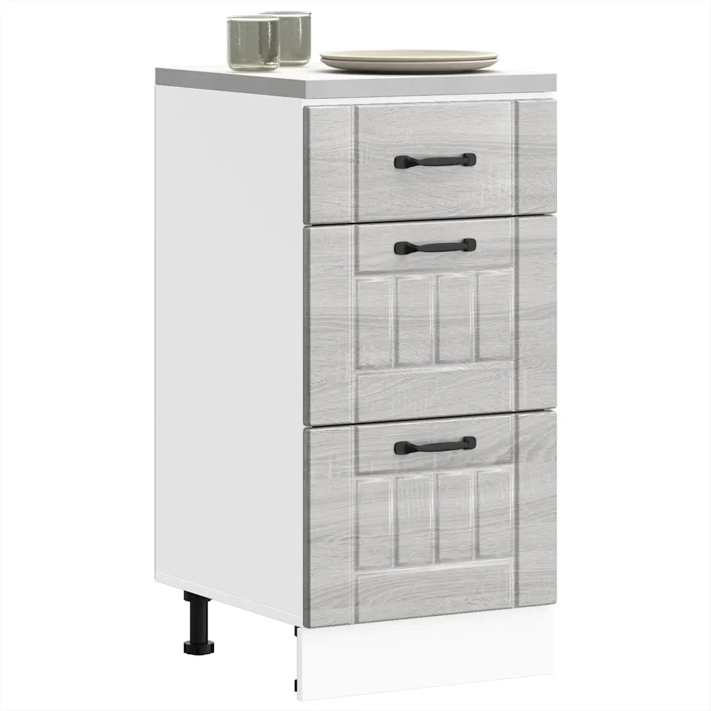 Base da Cucina-Mobile Base da Cucina Lucca Grigio Sonoma in Legno Multistrato 120130