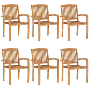 Sedie da Giardino Impilabili con Cuscini 6 pz Massello di Teak 3073229