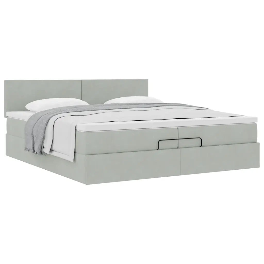 Struttura Letto Pouf con Materasso 200x200 cm in Velluto 3311723