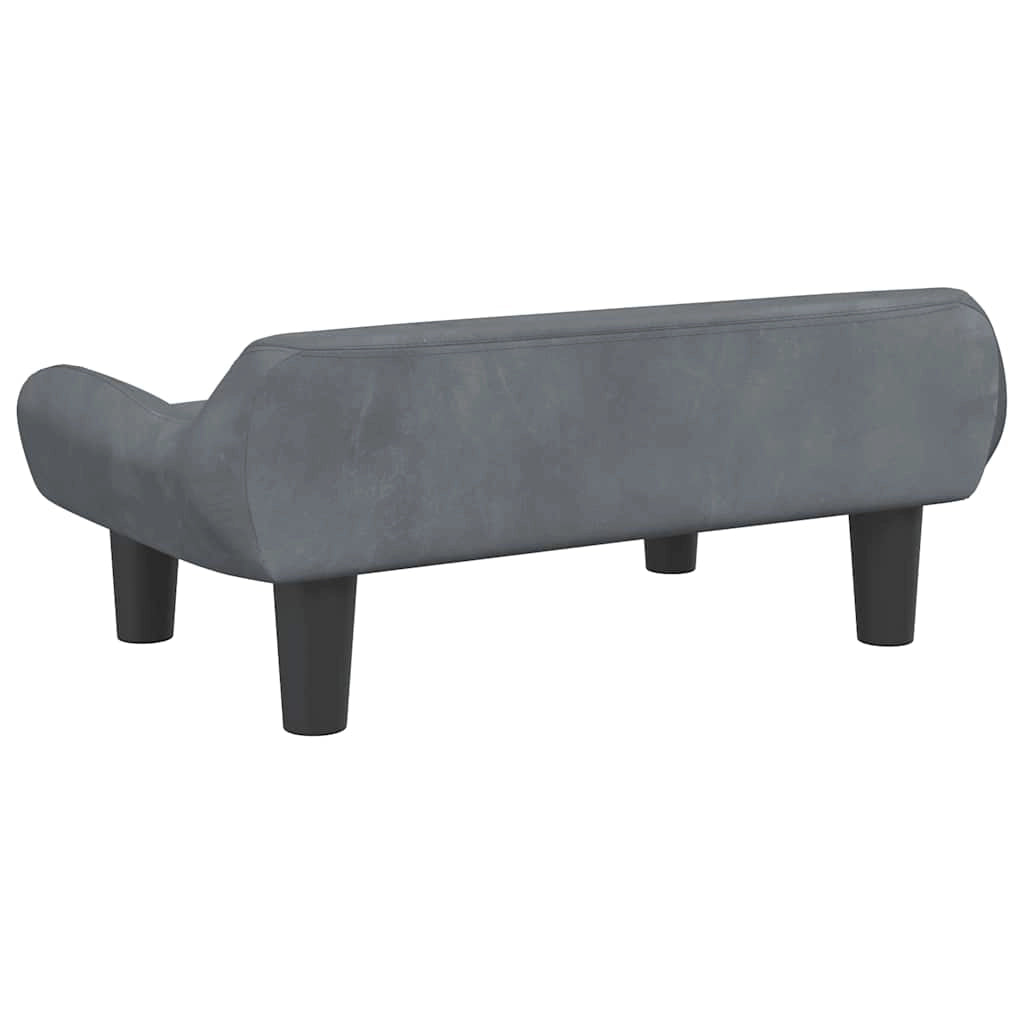 Cuccia per cani comoda cesta da divano velluto grigio scuro 70 x 40 x 24 cm 02_0043166