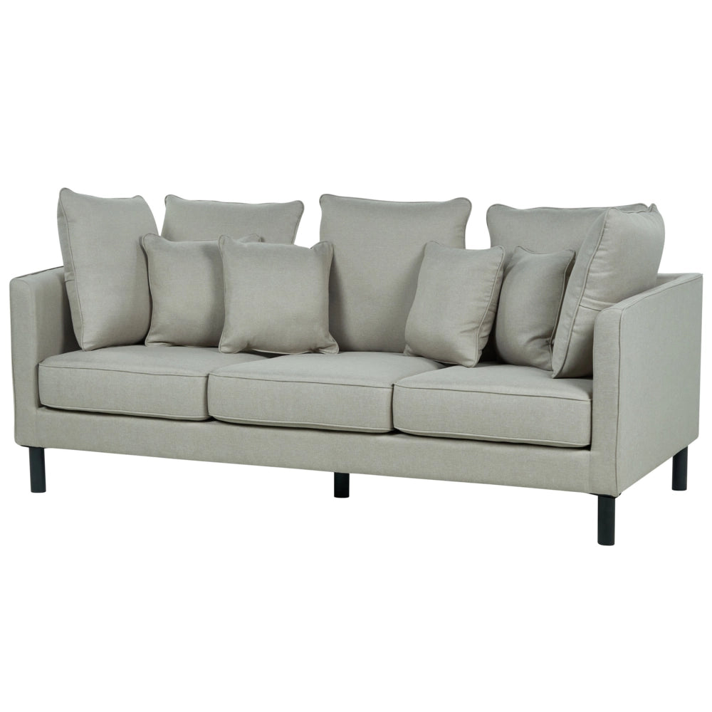 Divano a 3 Posti Imbottito in Velluto Grigio con Gambe in metallo nero stile classico moderno