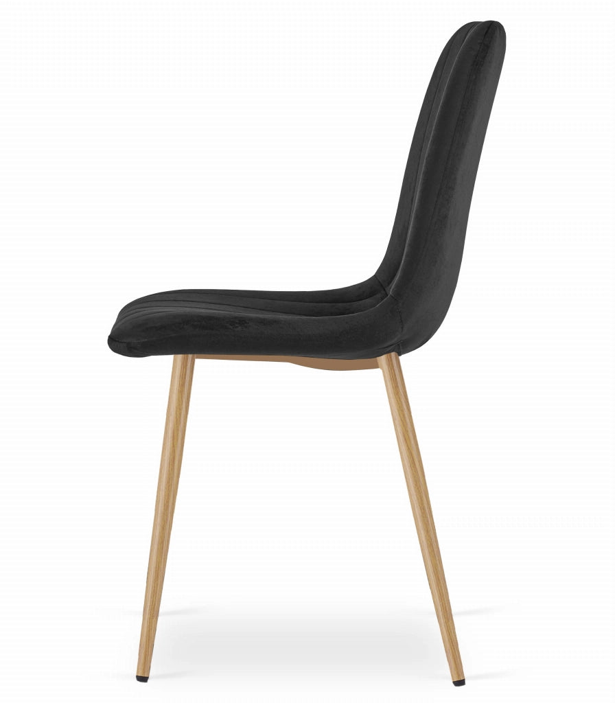 Sedia Valora JEWA - Seduta in velluto nero con gambe color legno x1