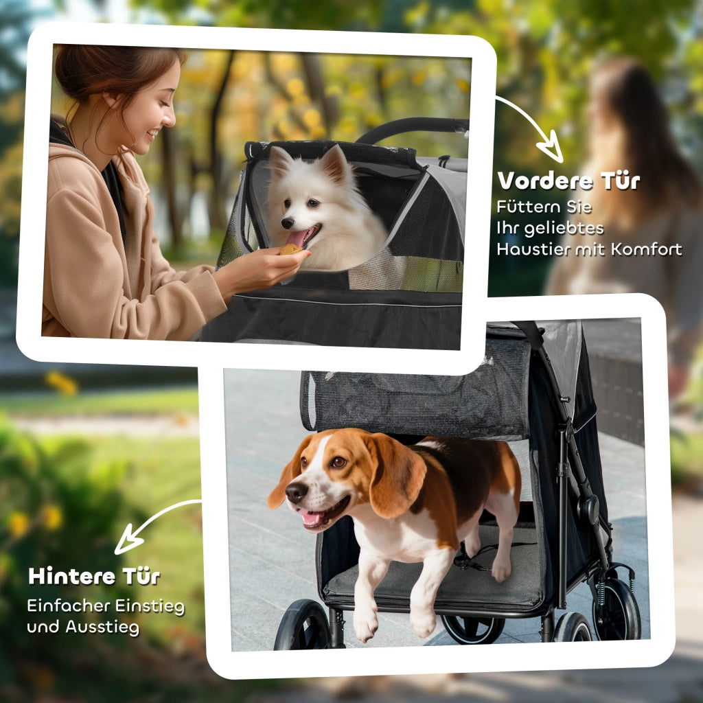 Carrello per Cani Pieghevole con Cestino ¨C Zephmum ¨C Grigio 112x65x100 cm