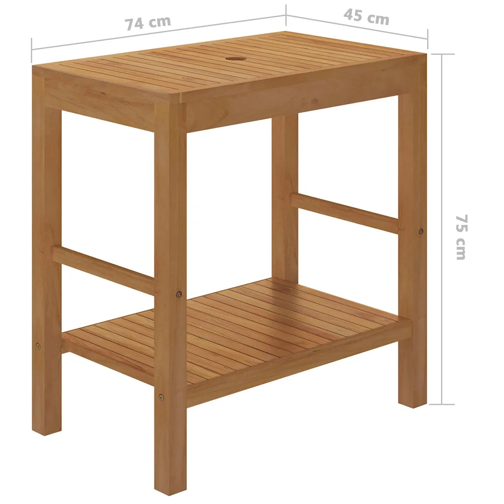 Armadietto da Bagno in Legno di Teak con Lavabo in Marmo Crema 3058164