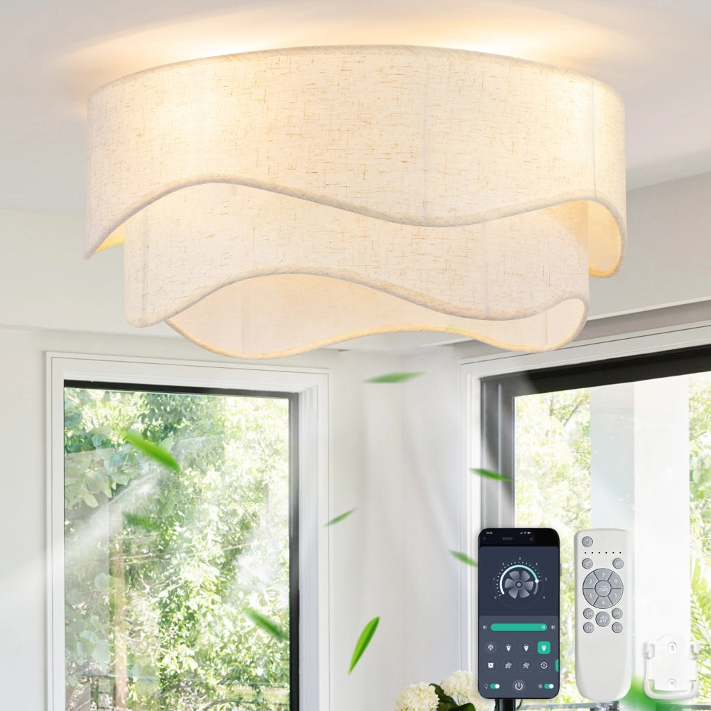 Ventilatore da soffitto moderno 19 pollici, pale ABS, doppio controllo app e telecomando, 6 velocit¨¤ reversibili, ideale per camere e bambini