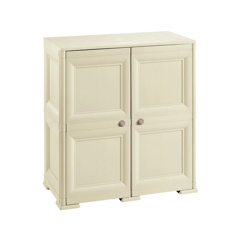 ARMADIO MULTIUSO 2 ANTE ANGORA 79X43X85,5 CM CON 4 TASCHE LATERALI – MOBILE ORGANIZZATORE VERTICALE PER LAVANDERIA E RIPOSTIGLIO