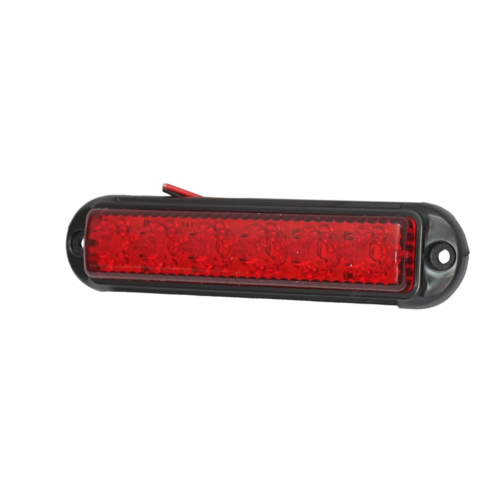 Lampada laterale LED, rossa, 12V-24V, 155x37 mm, con cornice nera, Breckner Germany