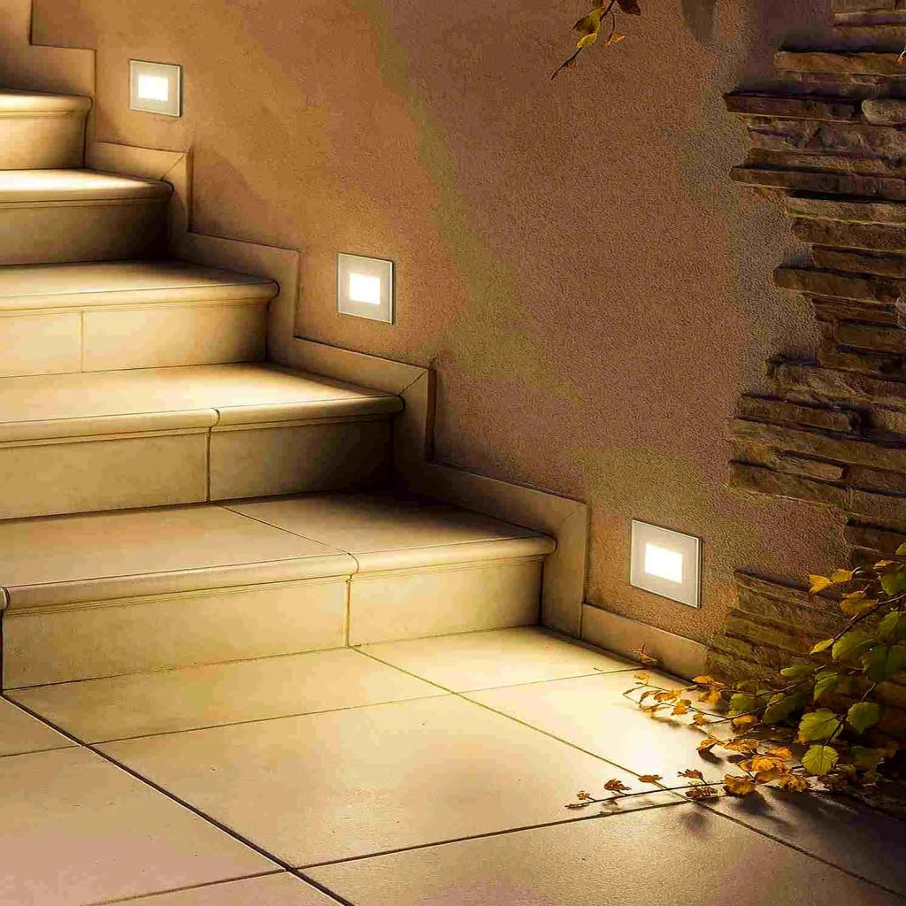 SEGNAPASSO IN VETRO A LED DA INCASSO PER SCATOLA 503 IP65 - CON CCT SWITCH 3 COLORI 4W