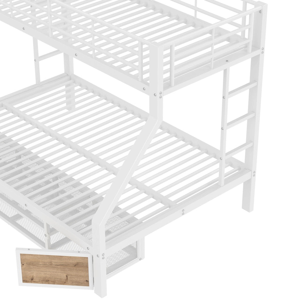 Letto a castello con scarpiera e vani contenitivi 90x200 / 140x200 cm