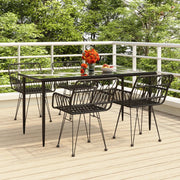 Set da Pranzo da Giardino 5 pz Nero in Polyrattan cod mxl 35451