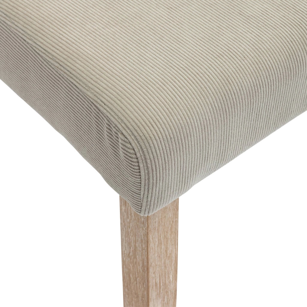 Set di 4 sedie in velluto a coste con gambe in legno ceruleo, grigio