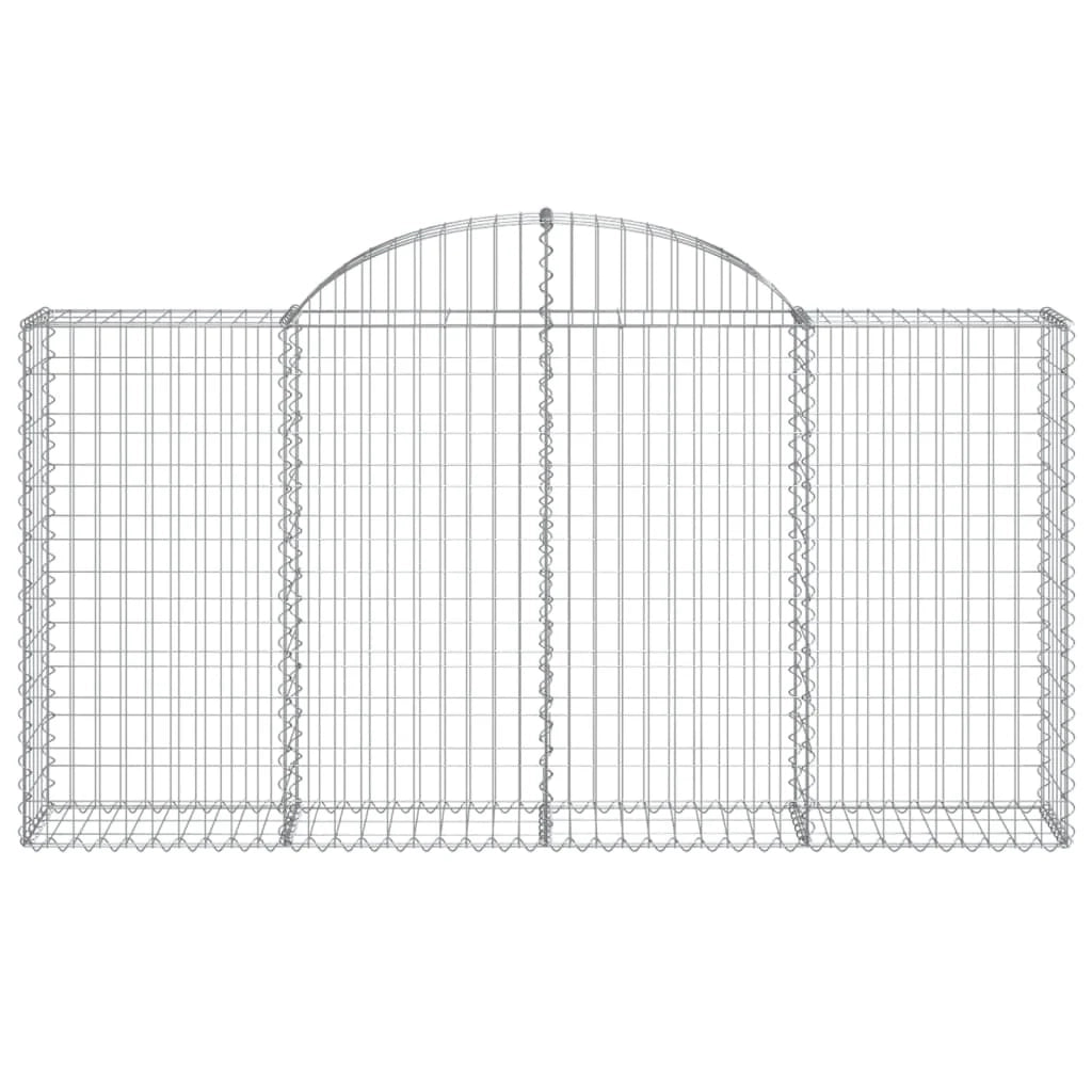 Gabbione recinto a gabbia muro di contenimento ad arco 200 x 30 x 100/120 cm ferro zincato argento 02_0039992