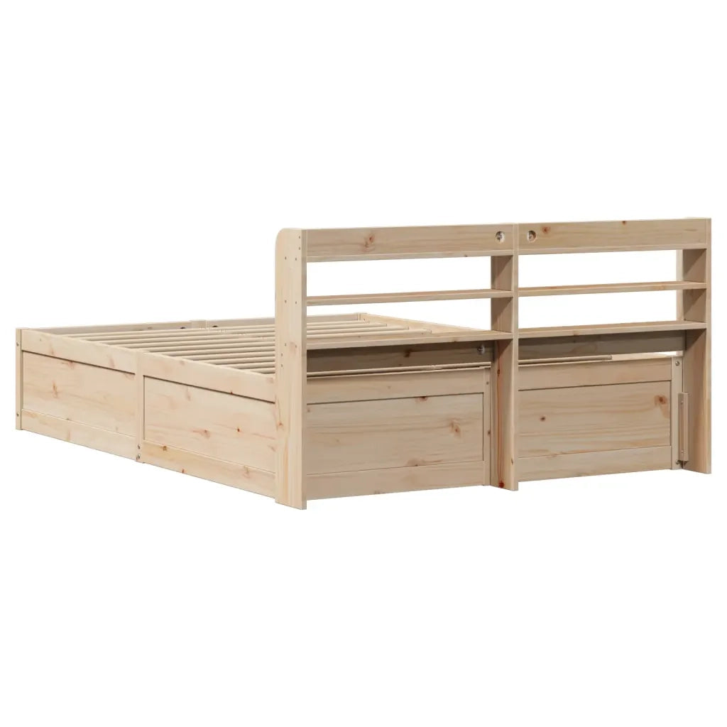 Giroletto con Testiera 135x190 cm in Legno Massello di Pino 3307098
