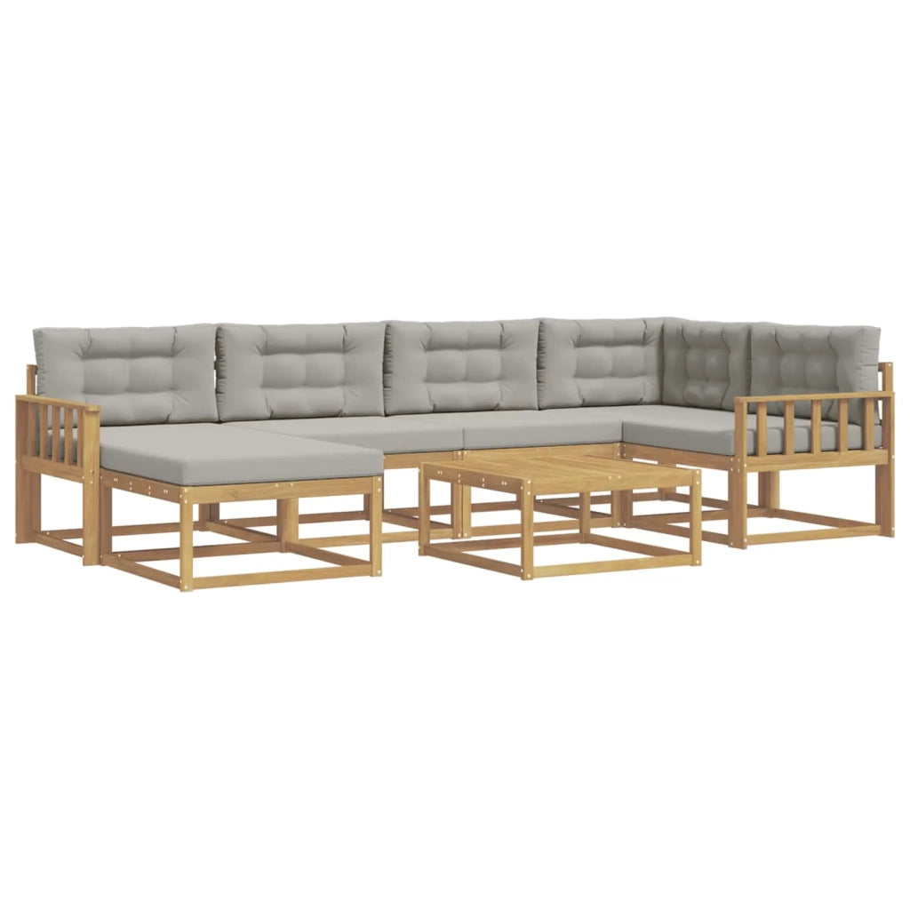 Set di divani da esterno 7 pz Bianco e Grigio Chiaro 3386720