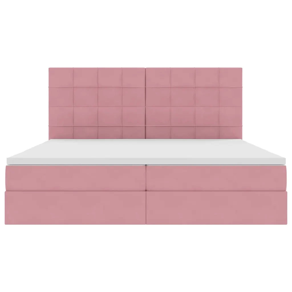 Letto con contenitore e materasso Rosa 200 x 200 cm Velluto