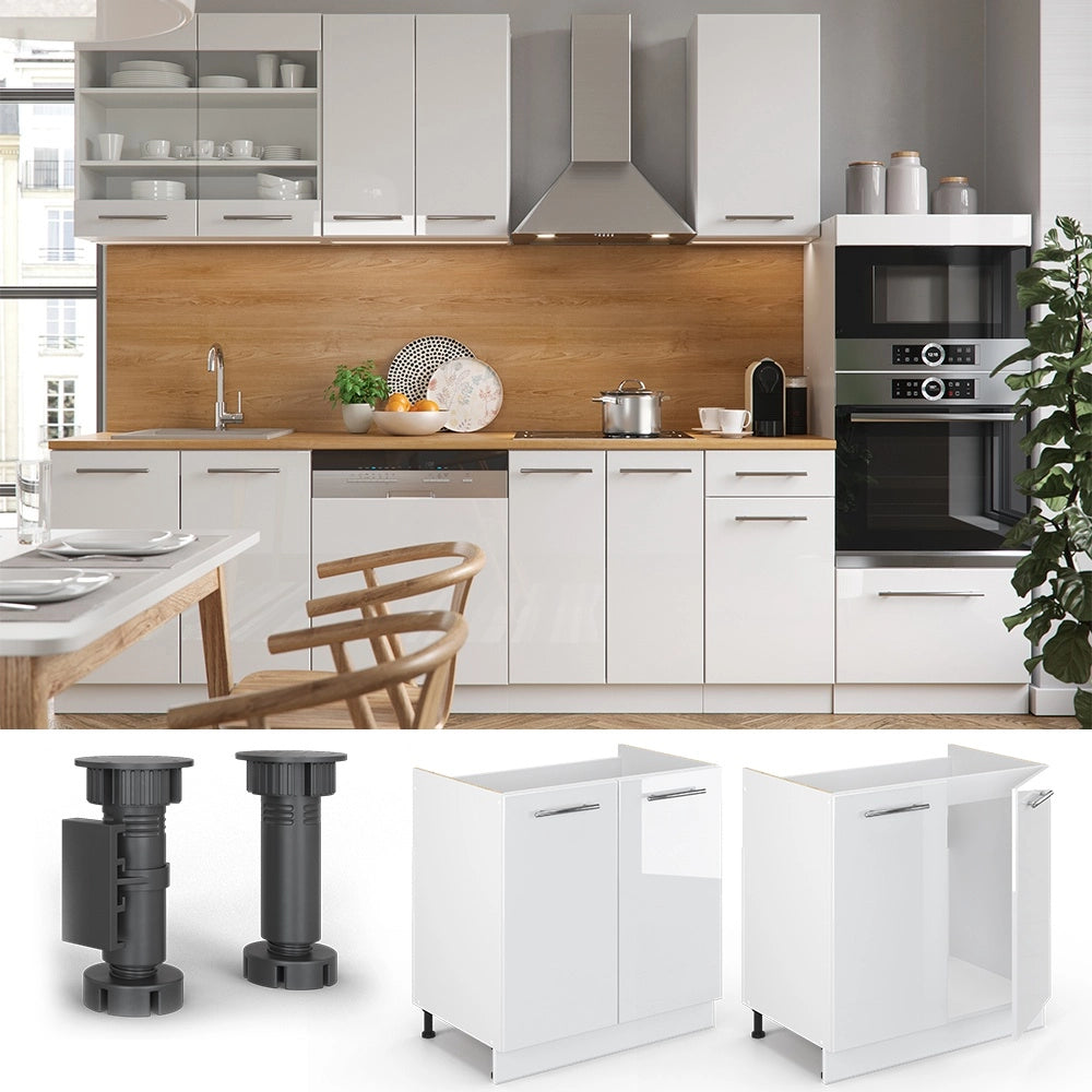 Mobile lavello cucina Fame-Line Bianco lucido/Bianco 80 cm senza piano di lavoro Vicco