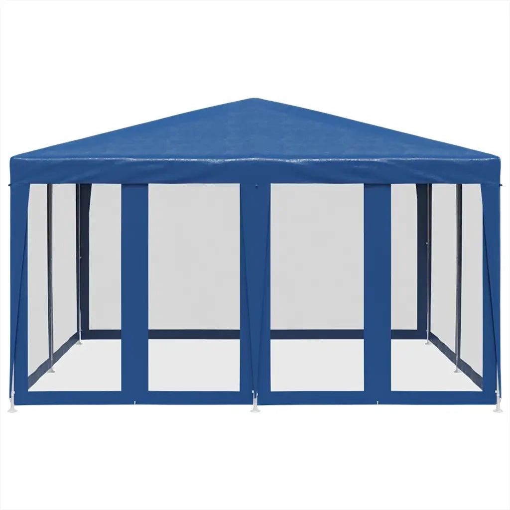 Tenda per Feste con 8 Pareti Laterali in Rete-Tenda Gazebo Blu 4x4 m HDPE