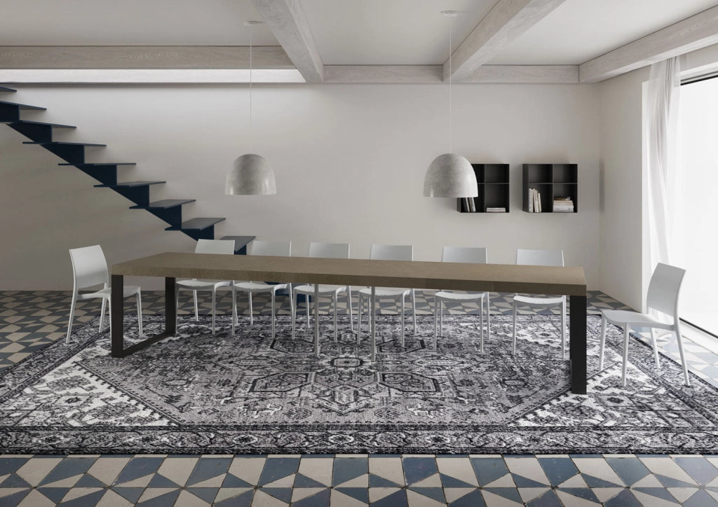Tavolo Allungabile 120/380x90 cm Tecno Premium Tortora Gambe Antracite