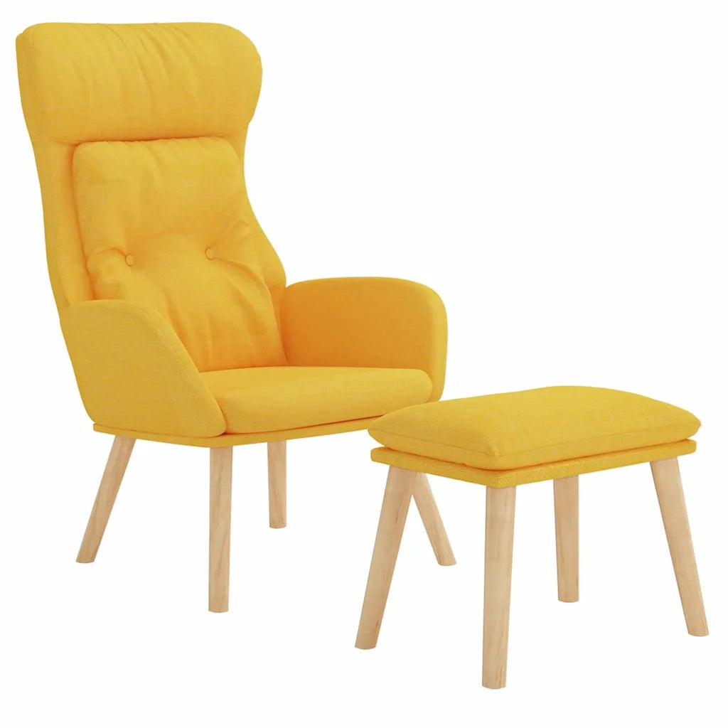 Divano Sedia-Poltrona Relax con Poggiapiedi Giallo Senape in Tessuto 236178