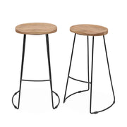 Set di 2 sgabelli da bar in legno di mango e acciaio, 75cm, marrone