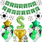 Accessori di decorazione per festa di compleanno tema calcio, set di palloncini, banner di felicitazione per il compleanno (2 anni)