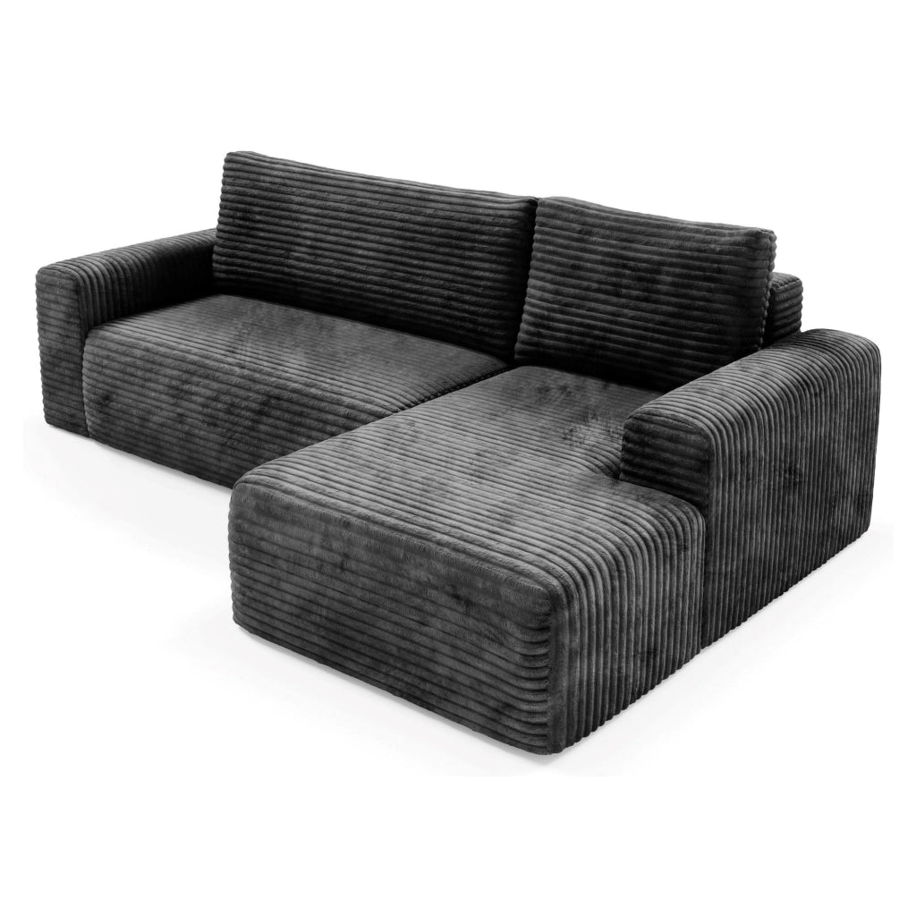 Folgarida, Divano Letto con Penisola Contenitore, 268x163 cm Nero