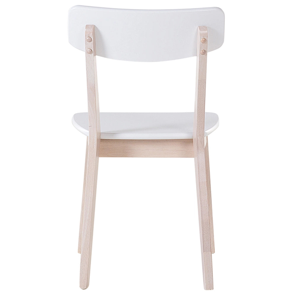 Set di 2 sedie da pranzo bianche con gambe in legno chiaro in stile retrò moderno