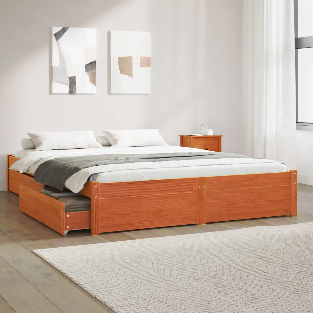 Struttura del letto con cassetto Marrone cerato 160 x 200 cm