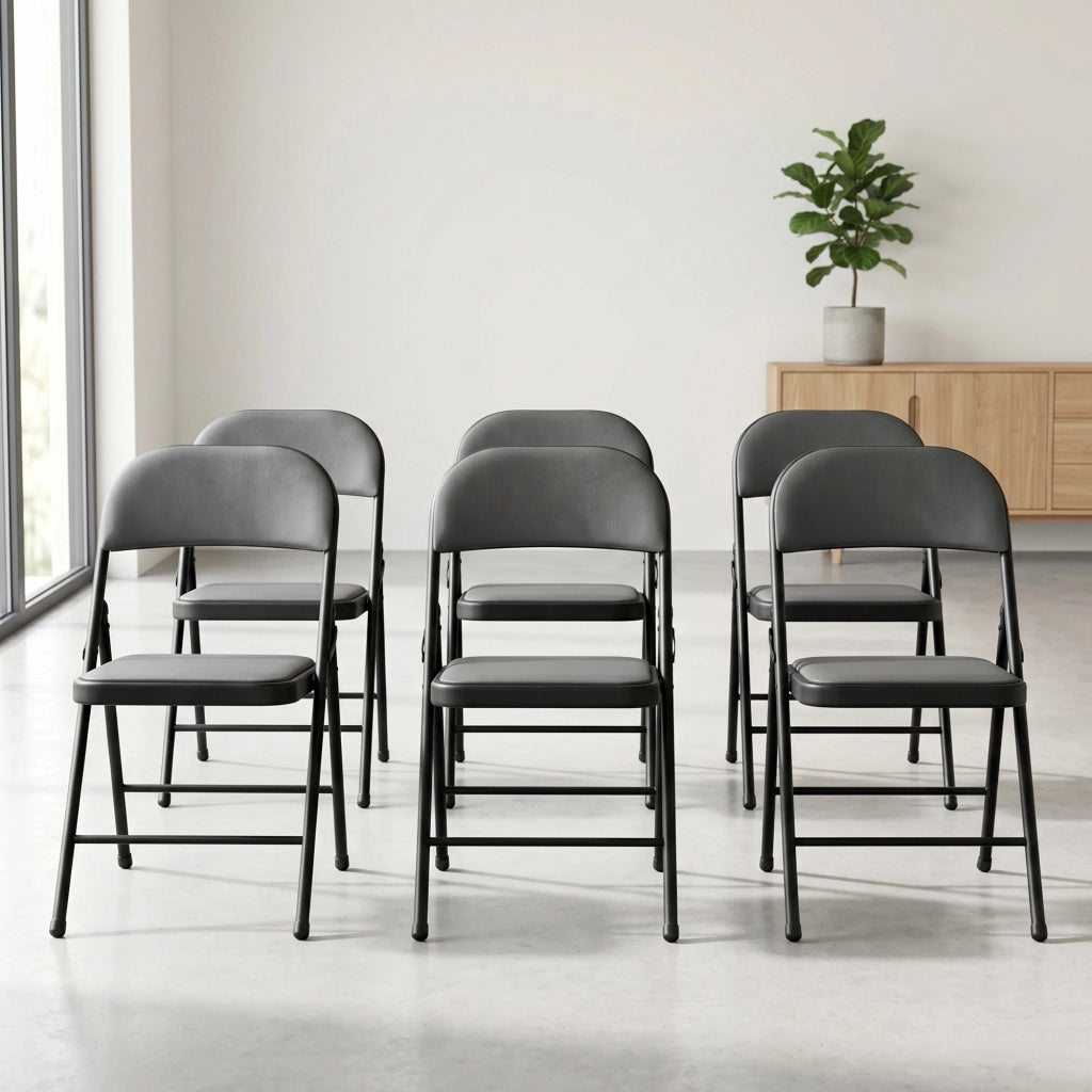 Set di 6 Sedie Pieghevoli da Conferenza con Telaio in Metallo 80 x 46 x 50 cm - Grigio pro.tec