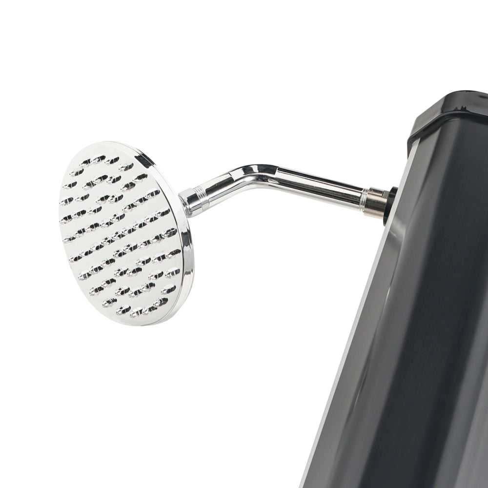 Set doccia miscelatore da esterno in PVC nero e argento con funzione pioggia alimentato ad energia solare Giardino moderno