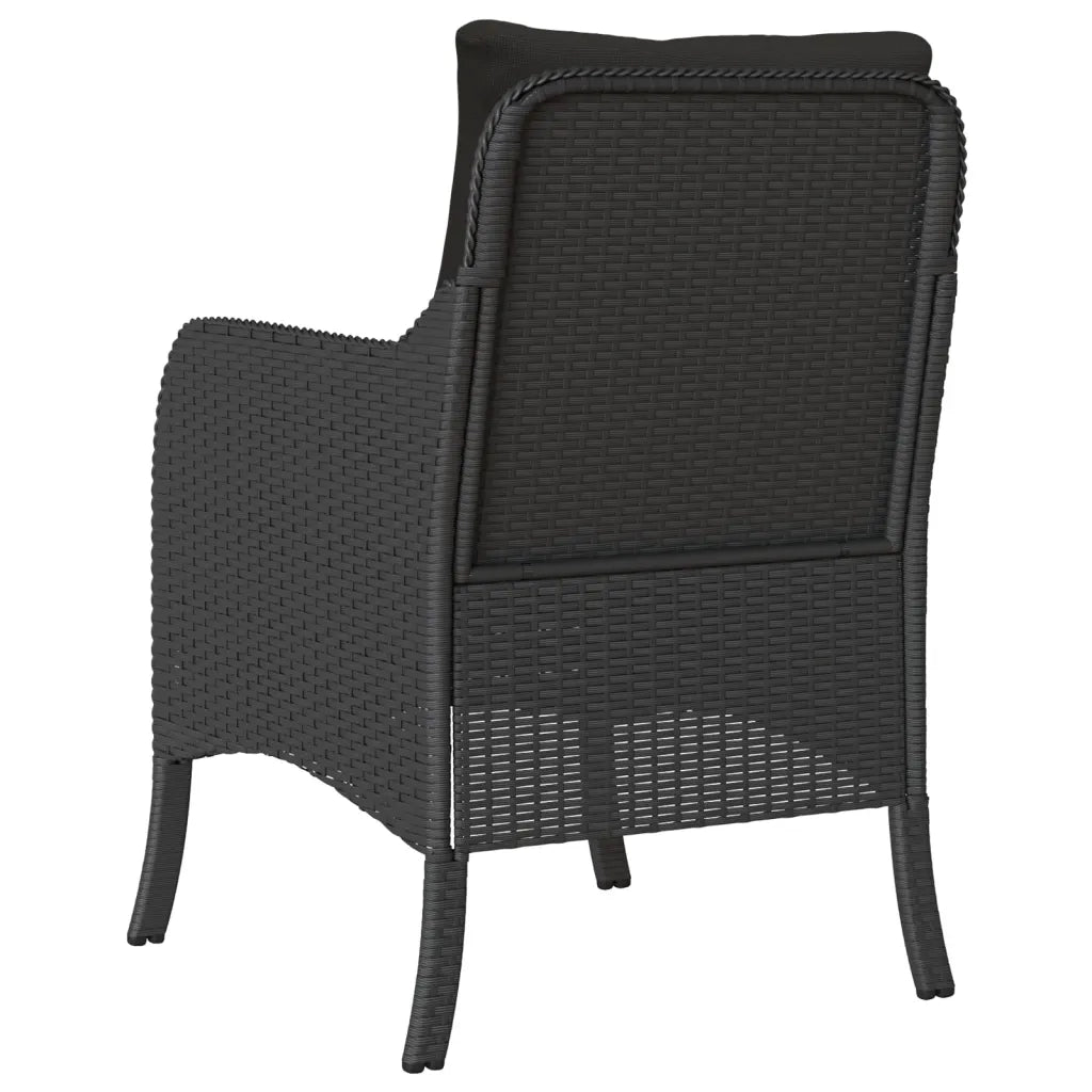 Sedie da Giardino con Cuscini 2 pz | Sedie da Esterno Nere in Polyrattan