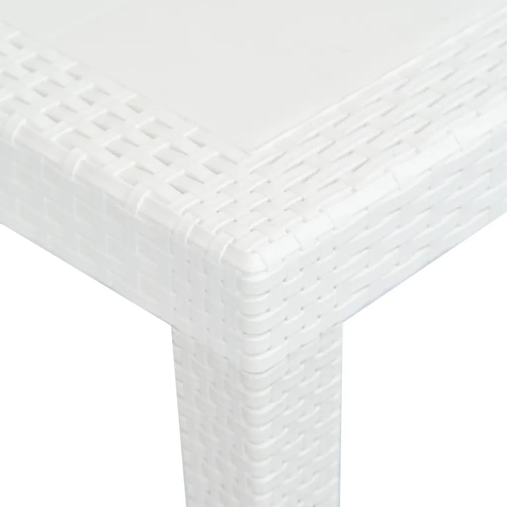 Tavolo da Giardino Bianco 220x90x72 cm in Plastica Stile Rattan