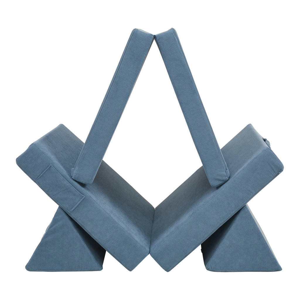 Set divano e poltrona da gioco in velluto a coste 5 pezzi 120 x 66 x 46 cm blu 03_0009142