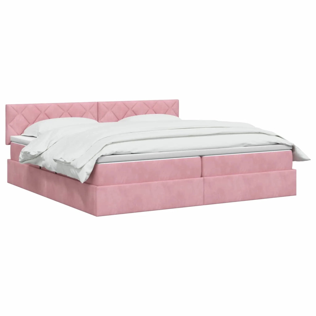 Letto con contenitore LED e materasso Rosa 200 x 200 cm Velluto 3459335