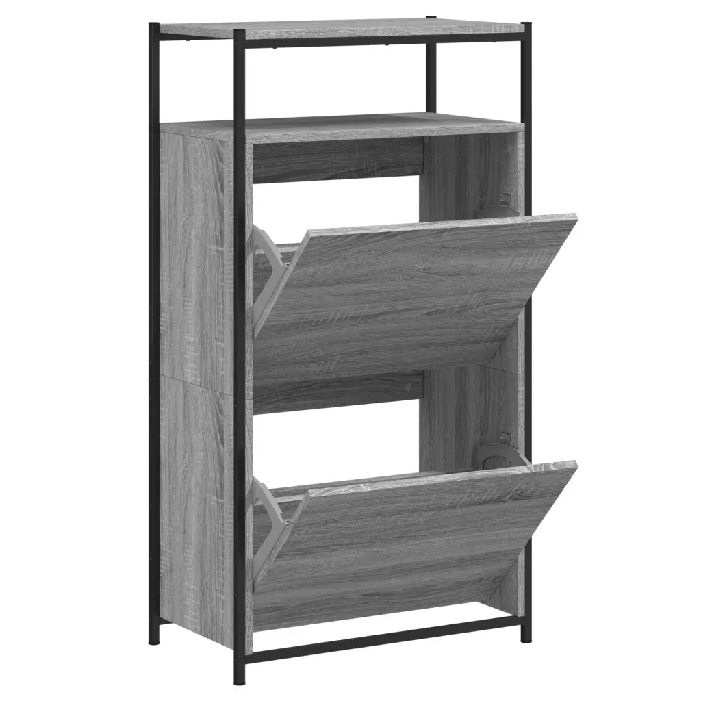 Scarpiera-Scaffale per scarpe Grigio Sonoma 60x34x112 cm in Legno Multistrato