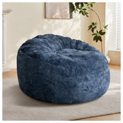 Fauteuil pouf ergonomico con schienale alto curvo e seduta profonda per relax e lettura in flanella blu da interno