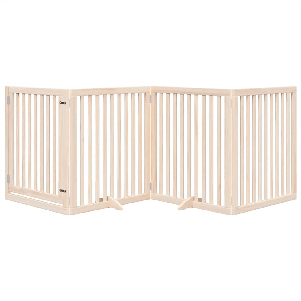 Cancelletto di sicurezza per cani con porta in legno di pioppo a 4 pannelli marrone 02_0023297