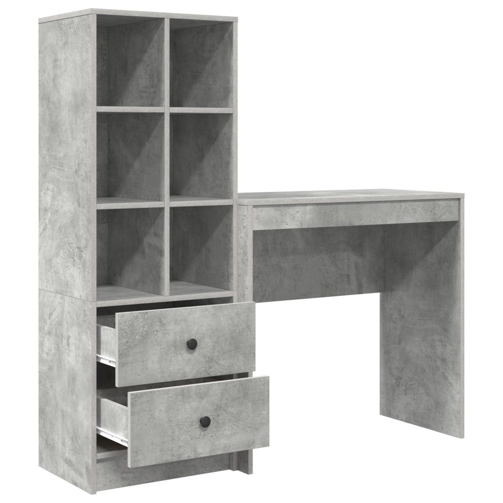 Scrivania con spazio di archiviazione in legno ingegnerizzato grigio cemento