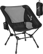 Sedia da Campeggio Portatile Regolabile di Altezza 150 kg Sedia Leggera da Piegare - Piccola e Compatta per Picnic, Escursioni all'Aperto - Nero, 1 Pacchetto
