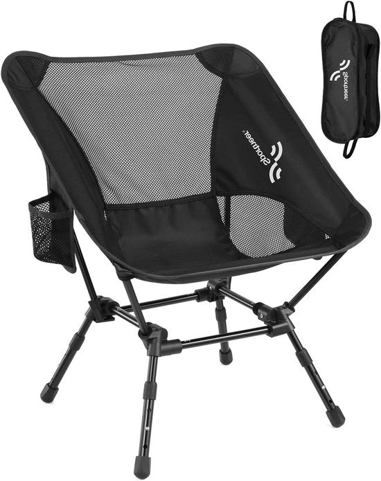 Sedia da Campeggio Portatile Regolabile di Altezza 150 kg Sedia Leggera da Piegare - Piccola e Compatta per Picnic, Escursioni all'Aperto - Nero, 1 Pacchetto
