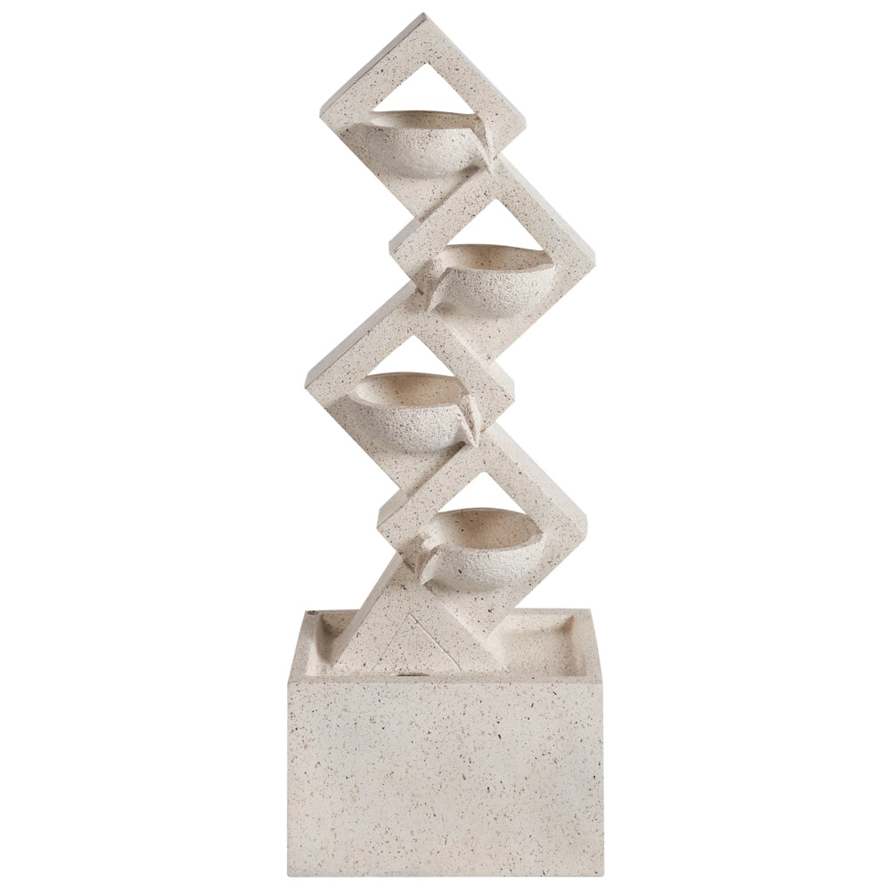 Fontana da giardino in resina beige per esterni con luce LED inserita Design moderno