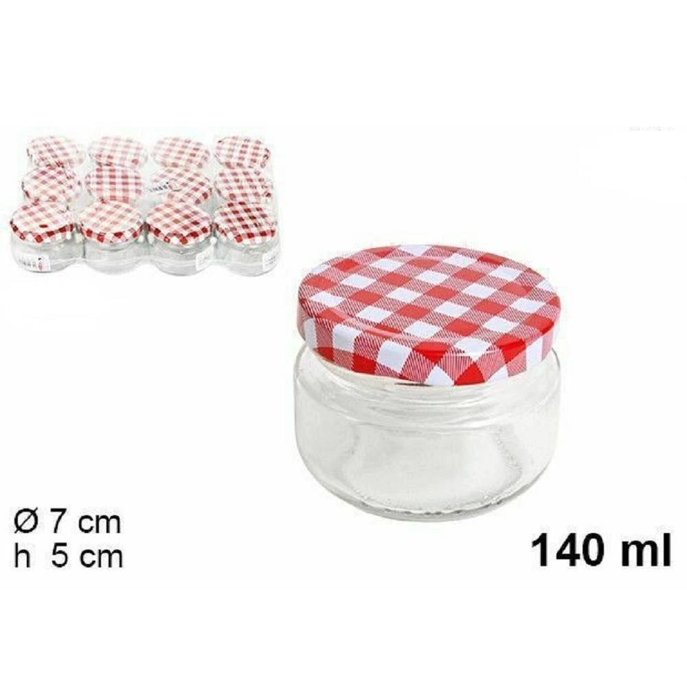Trade Shop - Set 12 Pezzi Contenitore Barattolo In Vetro Con Coperchio Barattolini 140ml -