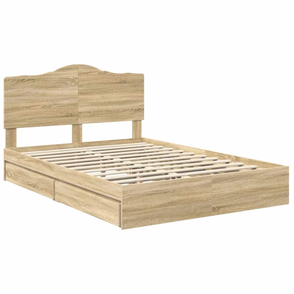 Letto con Contenitore con testiera Rovere Sonoma 140 x 200 cm 3413501