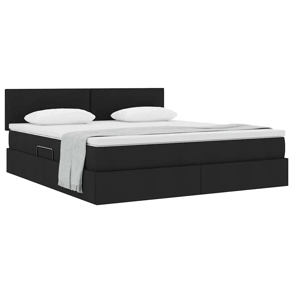 Letto con contenitore e materasso Nero 180 x 200 cm