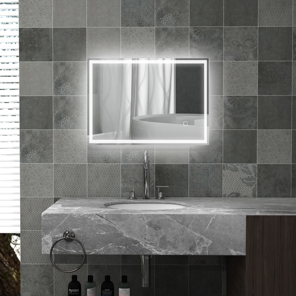 Specchio da Bagno con LED ¨C zephmum ¨C Bianco 60x80 cm